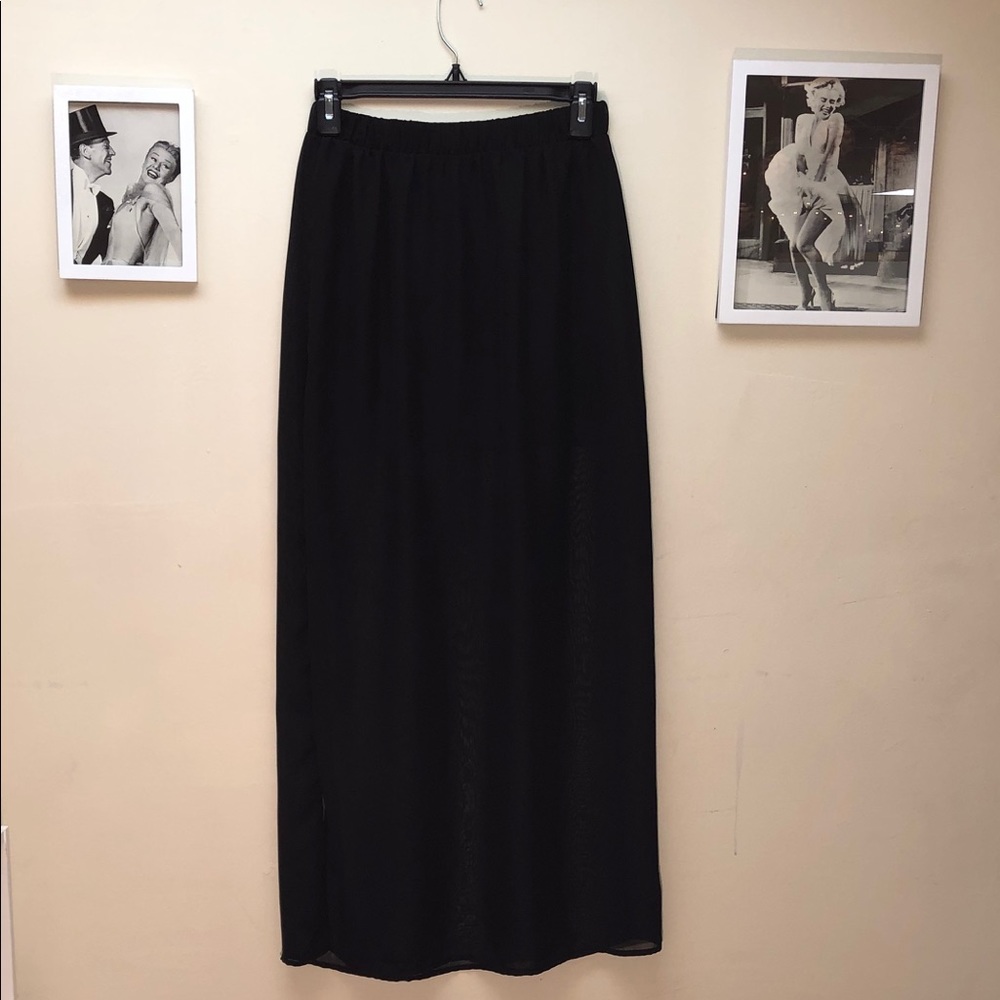 Peek-a-boo partially sheer skirt